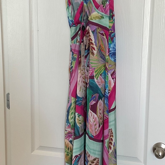 NWT, Zara Tropical Satin Midid Dress, Size Small - Picture 5 of 7